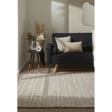 Savannah Textured Hi-Lo Stripe Modern Plain Mottled Chunky Hand-Woven Felted Wool Yarn Looped Pile Taupe Rug-Melrose-Rug Love - The Most Loved Rug Store